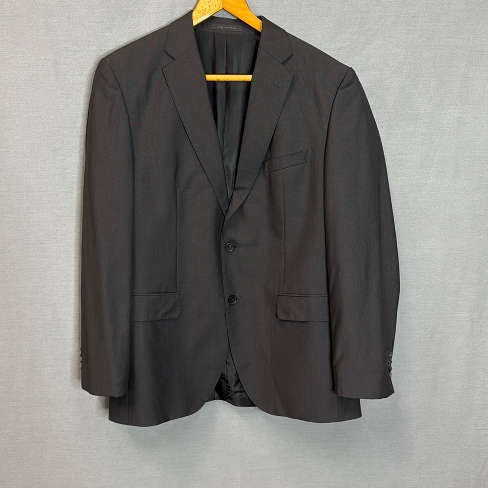 Hugo Boss Mens Silk-Wool Suit Jacket Blazer 42R Gray Two Button‎